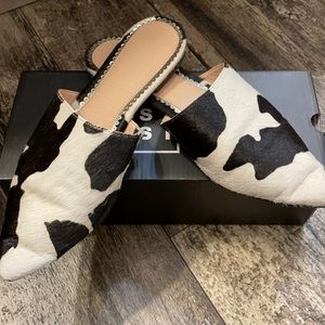 Cow Print Mules